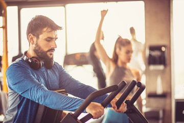 Fototapeta premium Exercise on bike.