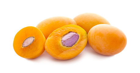 sweet Marian plum thai fruit isolated on white background (Mayongchid Maprang Marian Plum and Plum Mango,Thailand)