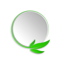 Paper banner with leaves. Vector illustration.