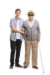 Young man and a blind mature man