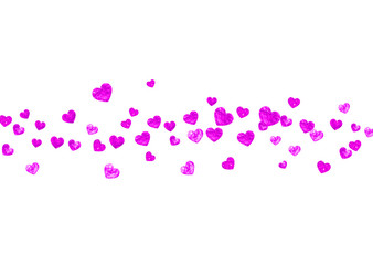 Mother's day background with pink glitter confetti. Isolated heart symbol in rose color. Postcard for mother's day background. Love theme for special business offer, banner, flyer. Women holiday