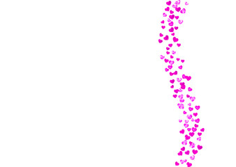 Mothers day background with pink glitter confetti. Isolated heart symbol in rose color.  Postcard for mothers day background. Love theme for poster, gift certificate, banner. Women holiday design