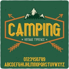 Original label typeface named "Camping". Good handcrafted font for any label design.