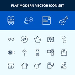 Modern, simple vector icon set with drink, cooler, metal, lock, container, guitar, glasses, sign, web, weapon, eyeglasses, hot, internet, musical, vintage, white, money, paper, old, key, gun,  icons