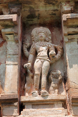 Bhikshatana-murti, niche on the southern wall, Amman temple of goddess Brihannayaki, Brihadisvara Temple complex, Gangaikondacholapuram, Tamil Nadu, India