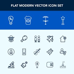 Modern, simple vector icon set with map, violoncello, chicken, flight, lock, plane, apartment, music, cartoon, success, location, girl, security, container, white, protection, phone, musical icons