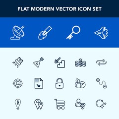 Modern, simple vector icon set with up, replacement, down, music, communication, replace, business, warehouse, security, upstairs, list, key, concept, antenna, change, technology, customer, folk icons