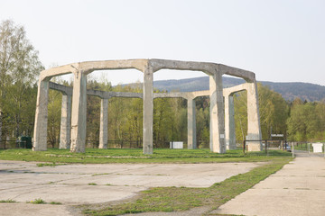the post-war construction called Mucholapka in Poland in Sowie Mountains 