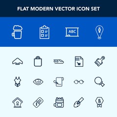 Modern, simple vector icon set with document, body, sky, woman, paper, notebook, alcohol, parachute, fashion, paintbrush, pin, transport, swimsuit, eye, sign, background, railway, brush, pen icons
