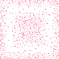 Wedding glitter confetti with dots on isolated backdrop. Shiny random falling sequins with shimmer. Design with pink wedding glitter for party invitation, bridal shower and save the date invite.