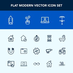 Modern, simple vector icon set with technology, pole, modern, table, white, clock, office, east, pub, real, sale, direction, increase, file, bar, discount, environment, north, sand, cafe, field icons