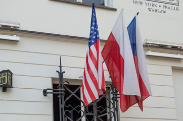 flags of america, poland, czech republic