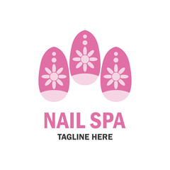 nail salon manicure pedicure logo with text space for your slogan / tagline, vector illustration