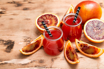 blood orange juice. red orange juice with orange slice