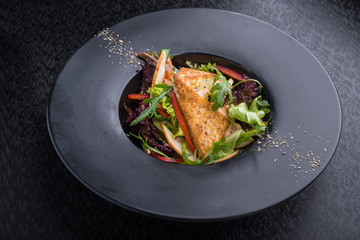 Fresh grilled cheese salad with arugula