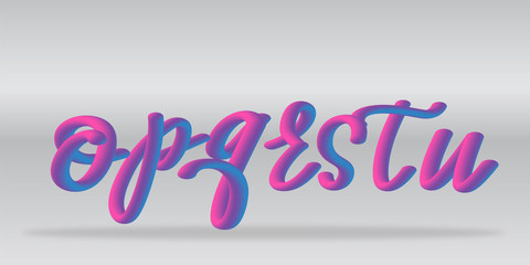 Neon gradient alphabet realistic vector letters O-U