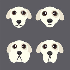 Set of cute canine muzzles, emotions
