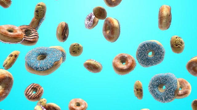 Different donuts on a blue background