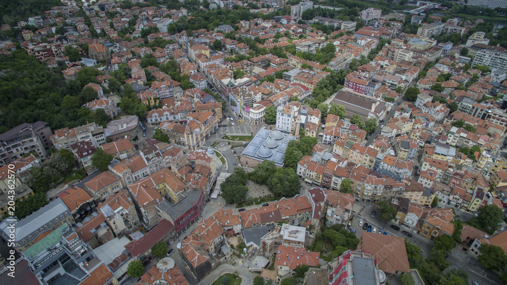 Sticker Aerial view of downtown Plovdiv, Bulgaria