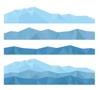 Vector Isolated Flat Illustration Of Mountains From Geometric Shapes Of Triangles, Create Your Mountain Landscape!