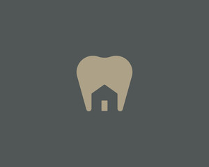 Dentist house logo design. Tooth home creative vector logo