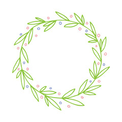 Fototapeta na wymiar Vector illustration of hand drawn green foliage wreath