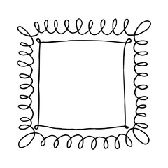 Hand sketched decorative swirly frame vector illustration