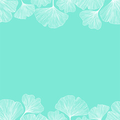 Ginkgo biloba leaves, vector illustration left side border in pastel colors for background
