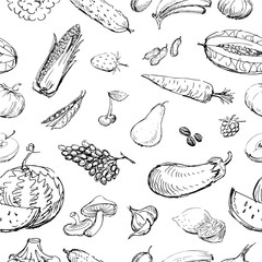 Pattern of the fruit and vegetables sketches