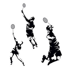 Badminton Sport Silhouette Set