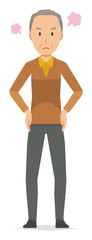Fototapeta premium An elderly man wearing brown clothes is angry