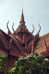 Phnom Penh Cambodia, pagoda roof line of national museum