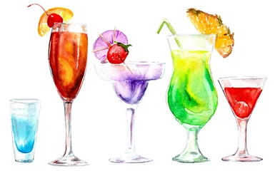 Foto op Plexiglas watercolor drawing cocktails © Toshka