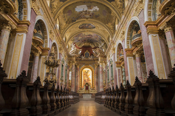 Fototapeta na wymiar Dominican Church in Vienna. Famous baroque church