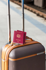 Red Moldavian biometric passport id to travel the Europe without visas. Modern passport with electronic chip let Moldavians travel to European Union without visa
