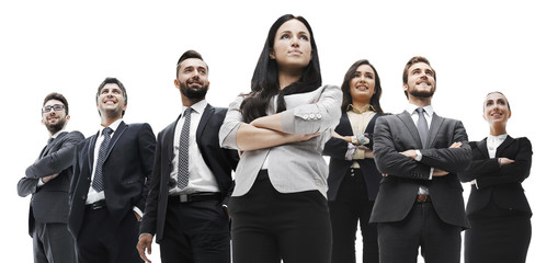 Obraz premium happy successful business team isolated on white background