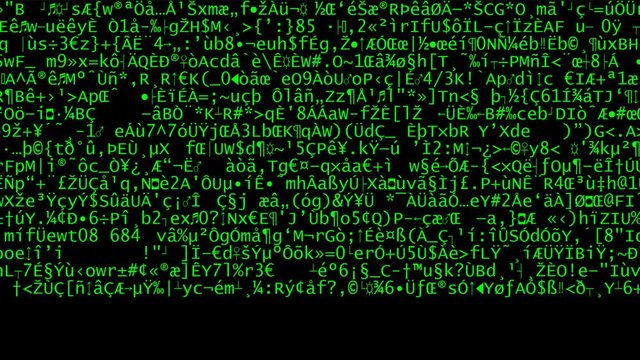 Abstract computer encrypted text as technology background, encryption and data security concept