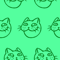 Cute tomcat head pattern. Vector illustration