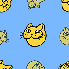 Funny cat head pattern. Vector illustration