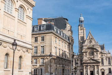 Fototapeta na wymiar Paris, the Quartier latin, the Saint-Etienne-du-Mont church in background 