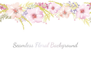 水彩風　シームレスな花の背景