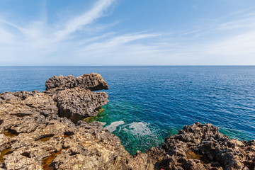 View of a rocky coast in the morning