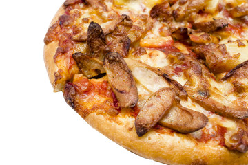 Sausage Pizza box set isolated on white background.Closed up.Clipping path