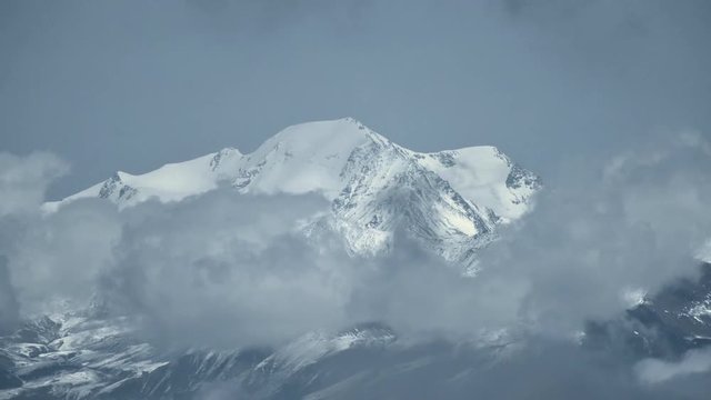Timelpase movie of Moving Clouds with Snowy Mountains in Xining, China