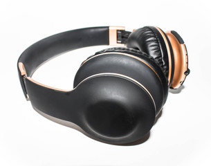 audio headphones on white isolated background	