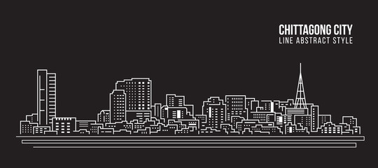 Cityscape Building Line art Vector Illustration design - Chittagong city