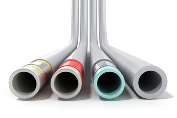 Fototapeta premium different plastic water pipes in layers 3d render on white
