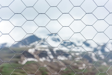 Fototapeta premium Wire mesh fence