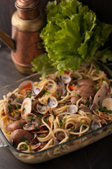 spaghetti with fish - traditional Italian cuisine