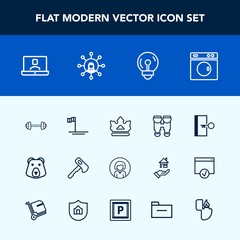 Modern, simple vector icon set with lady, optical, video, animal, mexico, equipment, queen, young, laundry, vision, exercise, clean, escape, face, wild, workout, construction, axe, royal, beach icons